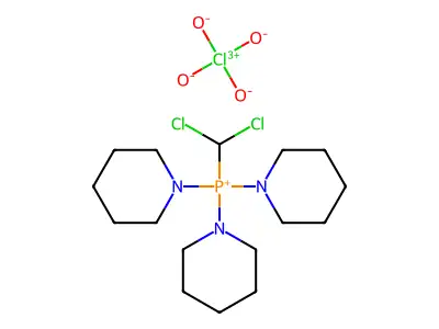 Phosphonium, (dichloromethyl)tripiperidino-, perchlorate structure