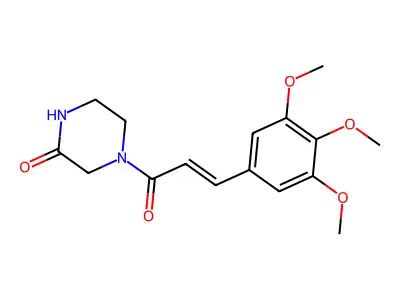 4-[3-(3,4,5-Trimethoxyphenyl)prop-2-enoyl]piperazin-2-one structure