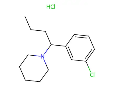 Piperidine, 1-(1-(m-chlorophenyl)butyl)-, hydrochloride structure