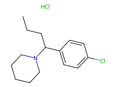 Piperidine, 1-(1-(p-chlorophenyl)butyl)-, hydrochloride structure