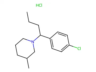 Piperidine, 1-(1-(p-chlorophenyl)butyl)-3-methyl-, hydrochloride structure