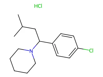 Piperidine, 1-(1-(p-chlorophenyl)-3-methylbutyl)-, hydrochloride structure