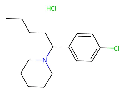 Piperidine, 1-(1-(p-chlorophenyl)pentyl)-, hydrochloride structure