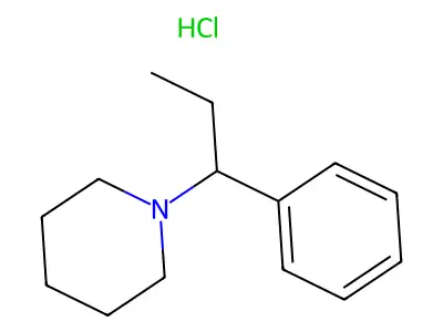 Piperidine, 1-(alpha-ethylbenzyl)-, hydrochloride structure