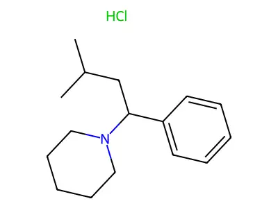 Piperidine, 1-(3-methyl-1-phenylbutyl)-, hydrochloride structure