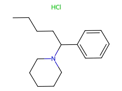 1-(1-Phenylpentyl)piperidine--hydrogen chloride (1/1) structure