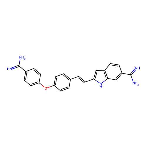 2-(2-(4-(4-(Aminoiminomethyl)phenoxy)phenyl)ethenyl)-1H-indole-6-carboximidamide structure
