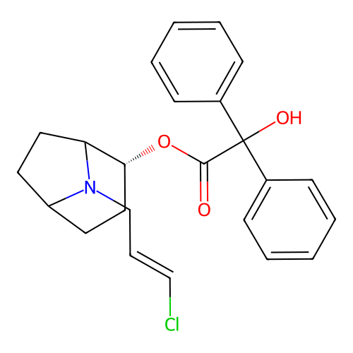 (+)-2-alpha-Nortropan-2-ol, 8-((E)-3-chloro-2-propenyl)-, dipenylglycolate structure