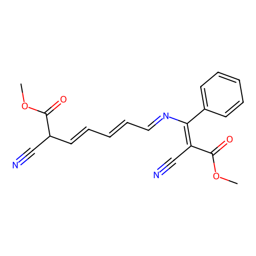 4-Azaundeca-2,4,6,8-tetraenedioic acid, 2,10-dicyano-3-phenyl-, dimethyl ester structure