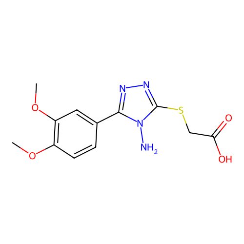 2-((4-amino-5-(3,4-dimethoxyphenyl)-4H-1,2,4-triazol-3-yl)thio)acetic acid structure