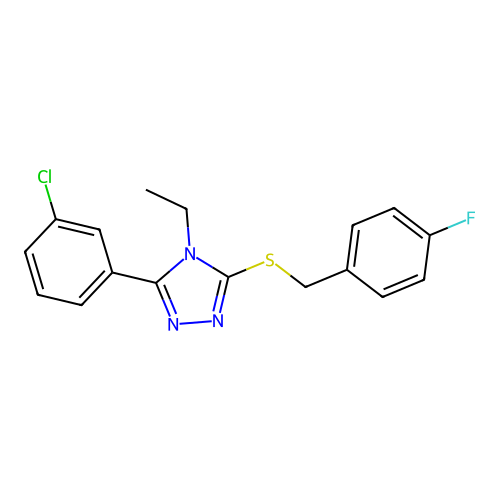 3-(3-chlorophenyl)-4-ethyl-5-[(4-fluorobenzyl)sulfanyl]-4H-1,2,4-triazole structure
