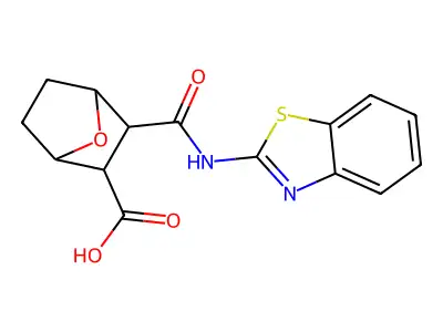 7-Oxabicyclo(2.2.1)heptane-2-carboxylic acid, 3-(N-(2-benzothiazolyl)carbamoyl)- structure