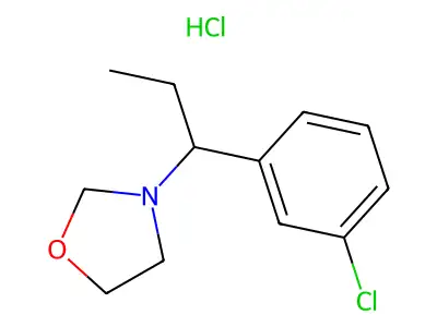 Oxazolidine, 3-(m-chloro-alpha-ethylbenzyl)-, hydrochloride structure
