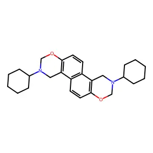 3,9-Dicyclohexyl-2,3,4,8,9,10-hexahydro-naphtho(1,2-E:5,6-e')bis(1,3)oxazine structure