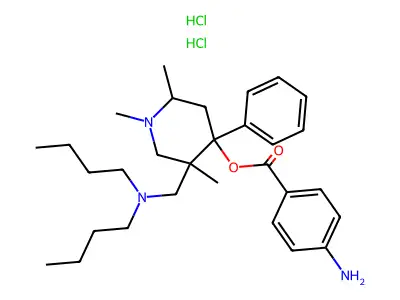 4-Piperidinol, 5-dibutylaminomethyl-4-phenyl-1,2,5-trimethyl-, p-aminobenzoate, dihydrochloride structure