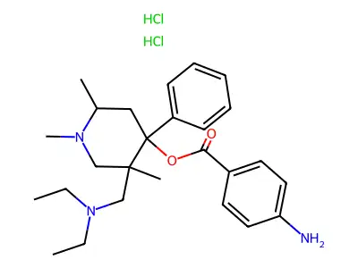 4-Piperidinol, 5-diethylaminomethyl-4-phenyl-1,2,5-trimethyl-, p-aminobenzoate, dihydrochloride structure