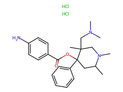 4-Piperidinol, 5-dimethylaminomethyl-4-phenyl-1,2,5-trimethyl-, p-aminobenzoate, dihydrochloride structure