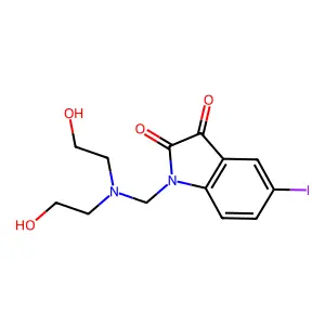 1H-Indole-2,3-dione, 1-((bis(2-hydroxyethyl)amino)methyl)-5-iodo- structure