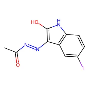Acetic acid, (1,2-dihydro-5-iodo-2-oxo-3H-indol-3-ylidene)hydrazide structure