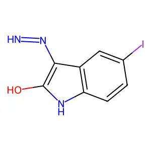 1H-Indole-2,3-dione, 5-iodo-, 3-hydrazone structure