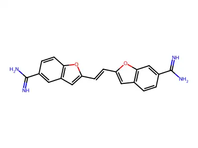 2-(2-(6-(Aminoiminomethyl)-2-benzofuranyl)ethenyl)-5-benzofurancarboximidamide structure
