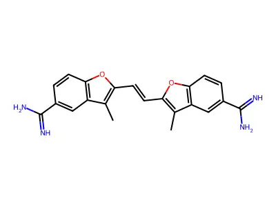 2,2'-(1,2-Ethenediyl)bis(3-methyl-5-benzofurancarboximidamide) structure