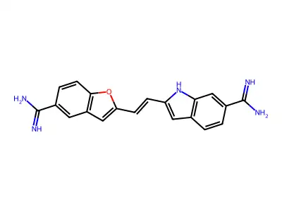2-(2-(6-Amindinoindole-2-yl)vinyl)-1-benzofuran-5-carboxamidine structure