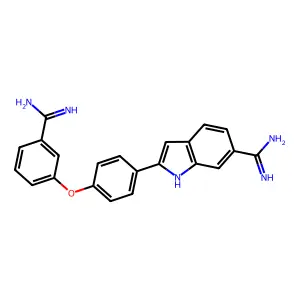 1H-Indole-6-carboximidamide, 2-(4-(3-(aminoiminomethyl)phenoxy)phenyl)- structure