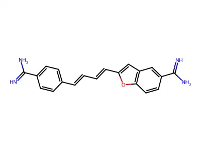 2-(4-(4-(Aminoiminomethyl)phenyl)-1,3-butadienyl)-5-benzofurancarboximidamide structure