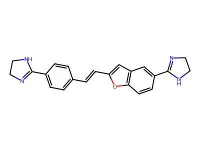 1H-Imidazole, 4,5-dihydro-2-(4-(2-(5-(4,5-dihydro-1H-imidazol-2-yl)-2-benzofuranyl)ethenyl)phenyl)- structure