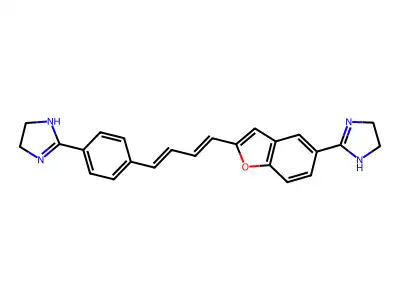 1H-Imidazole, 4,5-dihydro-2-(4-(4-(5-(4,5-dihydro-1H-imidazol-2-yl)-2-benzofuranyl)-1,3-butadienyl)phenyl)- structure