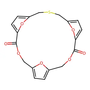 3,10,22,23,24-Pentaoxa-17-thiatetracyclo(17.2.1.1(sup 5,8).1(sup 12,15))tetracosa-5,7,12,14,19,21-hexaene-2,11-dione structure