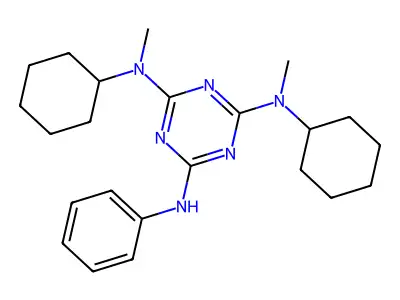 N2,N4-Dicyclohexyl-N2,N4-dimethyl-N6-phenyl-1,3,5-triazine-2,4,6-triamine structure