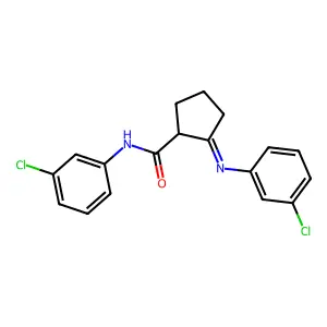 3'-Chloro-2-((m-chlorophenyl)imino)cyclopentanecarboxanilide structure