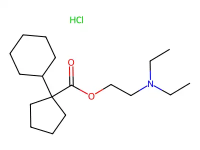 Cyclopentanecarboxylic acid, 1-cyclohexyl-, 2-(diethylamino)ethyl ester, hydrochloride structure