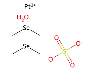 Platinum (II), bis(methyl selenide)sulfato-, hydrate structure
