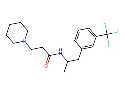 Propionamide, N-(alpha-methyl-m-trifluoromethylphenethyl)-3-piperidino- structure