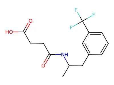 Propionic acid, 3-((alpha-methyl-m-trifluoromethylphenethyl)carbamoyl)- structure