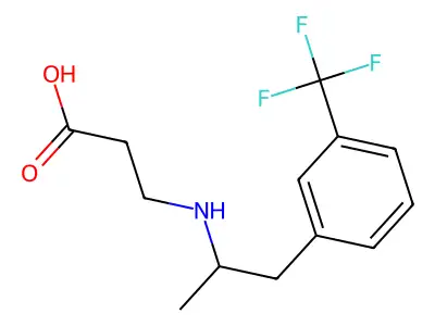 Propionic acid, 3-(alpha-methyl-m-trifluoromethylphenethylamino)- structure
