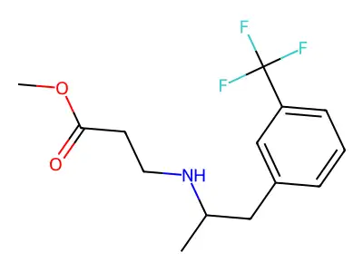 Propionic acid, 3-(alpha-methyl-m-trifluoromethylphenethylamino)-, methyl ester structure