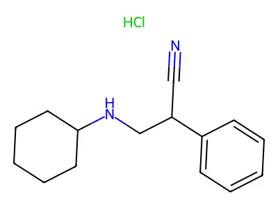 Propionitrile, 3-cyclohexylamino-2-phenyl-, hydrochloride structure