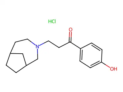 Propiophenone, 3-(3-azabicyclo(4.2.1)non-3-yl)-4'-hydroxy-, hydrochloride structure