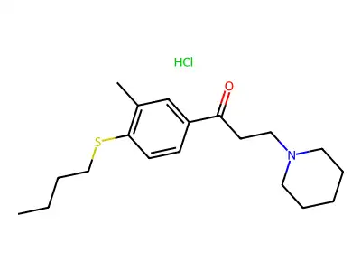 Propiophenone, 4'-butylthio-3'-methyl-3-piperidino-, hydrochloride structure