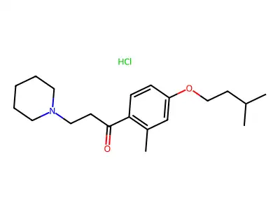 Propiophenone, 4'-isopentyloxy-2'-methyl-3-piperidino-, hydrochloride structure