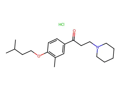 Propiophenone, 4'-isopentyloxy-3'-methyl-3-piperidino-, hydrochloride structure