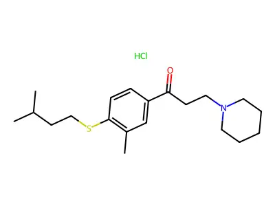 Propiophenone, 4'-isopentylthio-3'-methyl-3-piperidino-, hydrochloride structure