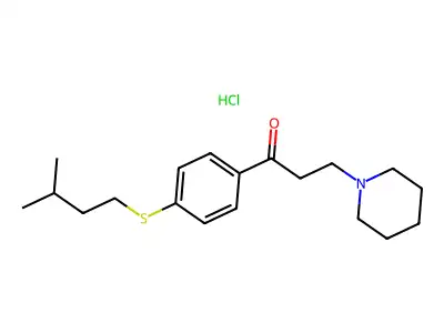 Propiophenone, 4'-isopentylthio-3-piperidino-, hydrochloride structure