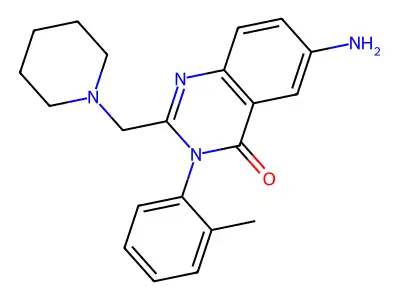 4(3H)-Quinazolinone, 6-amino-3-(2-methylphenyl)-2-(1-piperidinylmethyl)- structure