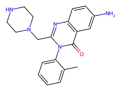 4(3H)-Quinazolinone, 6-amino-3-(2-methylphenyl)-2-(1-piperazinylmethyl)- structure