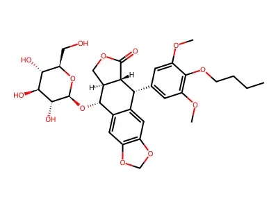 4'-Butyl-demethylpodophyllotoxin-glucosid structure